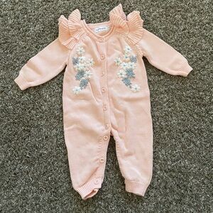 Pink Ruffled Floral Baby One Piece